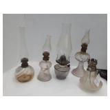 Lot of 5 small glass oil lamps