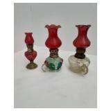 3 small unique oil lamps