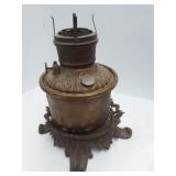 B & H antique brass oil lamp