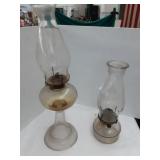 Pair of glass oil lamps