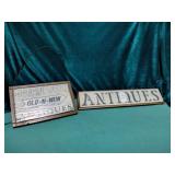 "Antiques"  wood signs