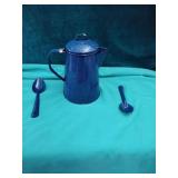 Old Sapphire Coffee Dispenser & 2 spoons