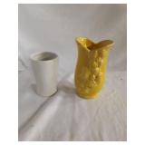 US Pottery 668 Yellow Floral Relief Vase