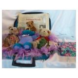 Suitcase with bears, a scarf and more