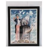 14-inch Framed Uncle Sam Poster & USA Chess Set