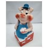 Vintage Little Pigs Bricklayer Coin Bank