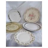 Four yellow plates and other vintage plates