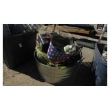 Lot of Assorted Items in a Galvanized Tub