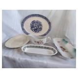 Vintage Serving trays and a gravy bowl