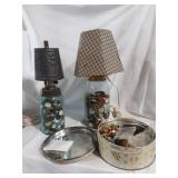Old Blue Ball Jar lamps and buttons