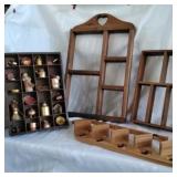 3 shadow boxes and half staircase shelf