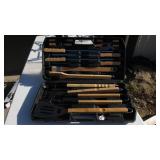18-Piece Wooden Handle BBQ Utensil Tool Set & Case