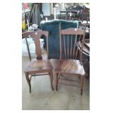 Set of Two Assorted Vintage Wooden Chairs