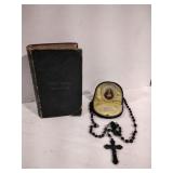 Leather Bound Antique Bible & Rosary