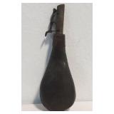 Leather & Brass Powder Flask with London Stamp