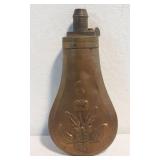 Brass Powder Flask with Raised Foliage Motiff