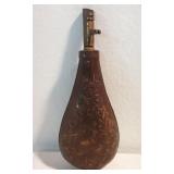 Collectible Leather Powder Flask with Raised Deer