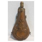 AmericanFlask Brass Powder Flask with Raised Leaf