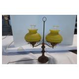 Antique Brass Double Light Student Hurricane Lamp