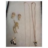 Gold Tone Cameo Necklace & More