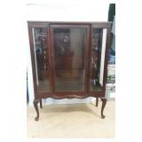 Antique Queen Anne Style Glass Curio Cabinet