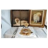 2 cat pictures and a cat book