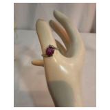 14k Gold Linde Star Ruby Ring with 2 Diamonds