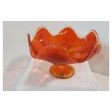 Viking Glass Atomic Amberina Pedestal Bowl