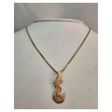 14K Gold Cat Pendant on Box Chain