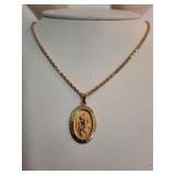 Gold Tone Saint Christopher Pendant & Chain