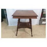 Antique Oak Parlor Table with Rope Twist Legs