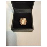 Vintage Esemco 10k Reverse Cameo/Onyx Ring