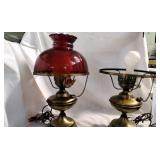 A pair of hurricane lamps