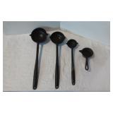 Four Assorted Vintage Cast Iron Smelting Ladles