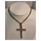 24kgl White Gold Tone Necklace with Cross Pendant