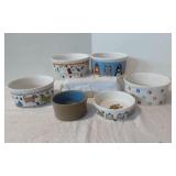 Lot of Six Assorted Ceramic Pet Bowls
