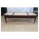 Mid-Century Modern Marble & Wood Coffee Table