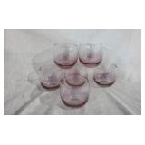 Set of six pink glasses