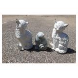 Set of Three Assorted Cat Concrete Sculptures