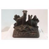 Antique Cast Iron / Faded Bronze Dog Bookend Set