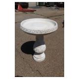 Vintage Coastal Cast Concrete Greek Key Bird Bath