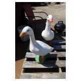 Set of Two Assorted Geese Concrete Sculptures