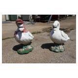 Set of Two Assorted Geese Concrete Sculptures