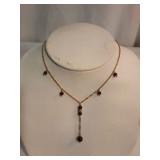 14k Yellow Gold Necklace with Ruby Balls