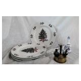 Gibson Christmas Plates, salt and pepper shakers