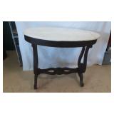 Antique Victorian Marble Tabletop Oval Side Table