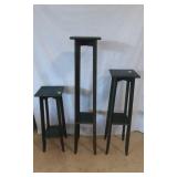 Three Assorted Size Green Wooden Plant Stands