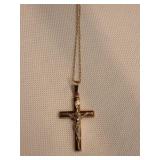 14K Two-Tone Crucifix on Cable Chain