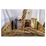 Basket with electric scissors and hair cutting kit