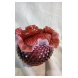 Fenton Cranberry Glass Candy Dish